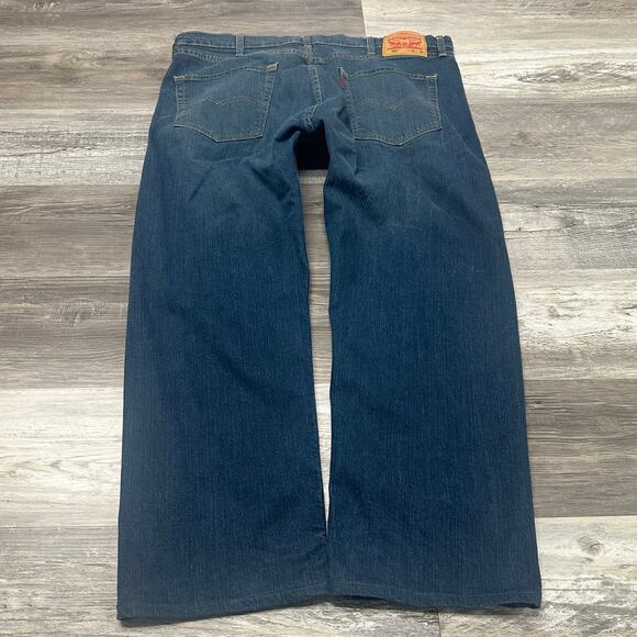Levis 505 Dark Wash Faded Blue Mens 40x28 Regular Straight Stretch Jeans Red Tab - Picture 2 of 12